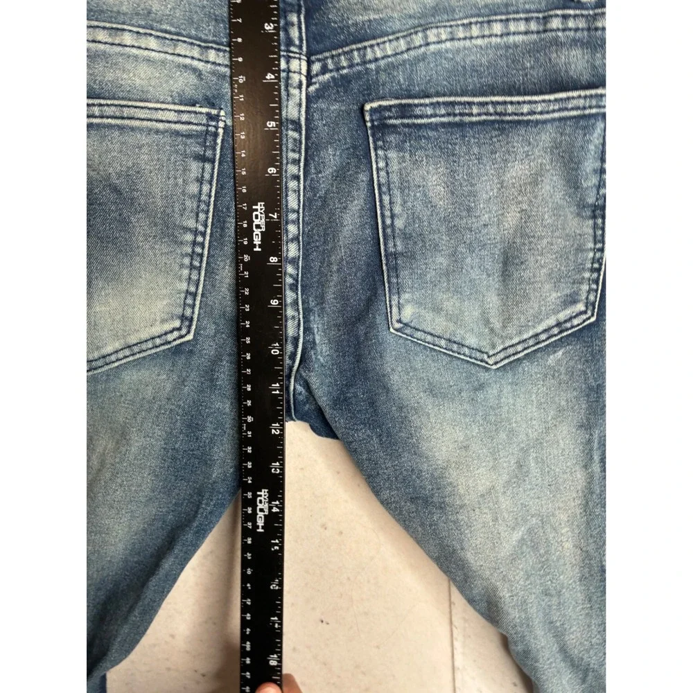 RGSTR Mens Distressed Moto Biker Jeans Blue Denim Ribbed Knee Slim Fit Size 30